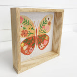 Folksy Summer Butterfly - Butterfly Canvas Art - Wood Framed