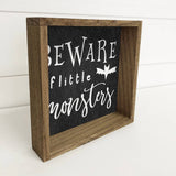 Beware of Little Monsters - Cute Halloween Sign - Framed Art