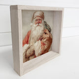 Vintage European Santa - Rustic Holiday Canvas Art - Framed