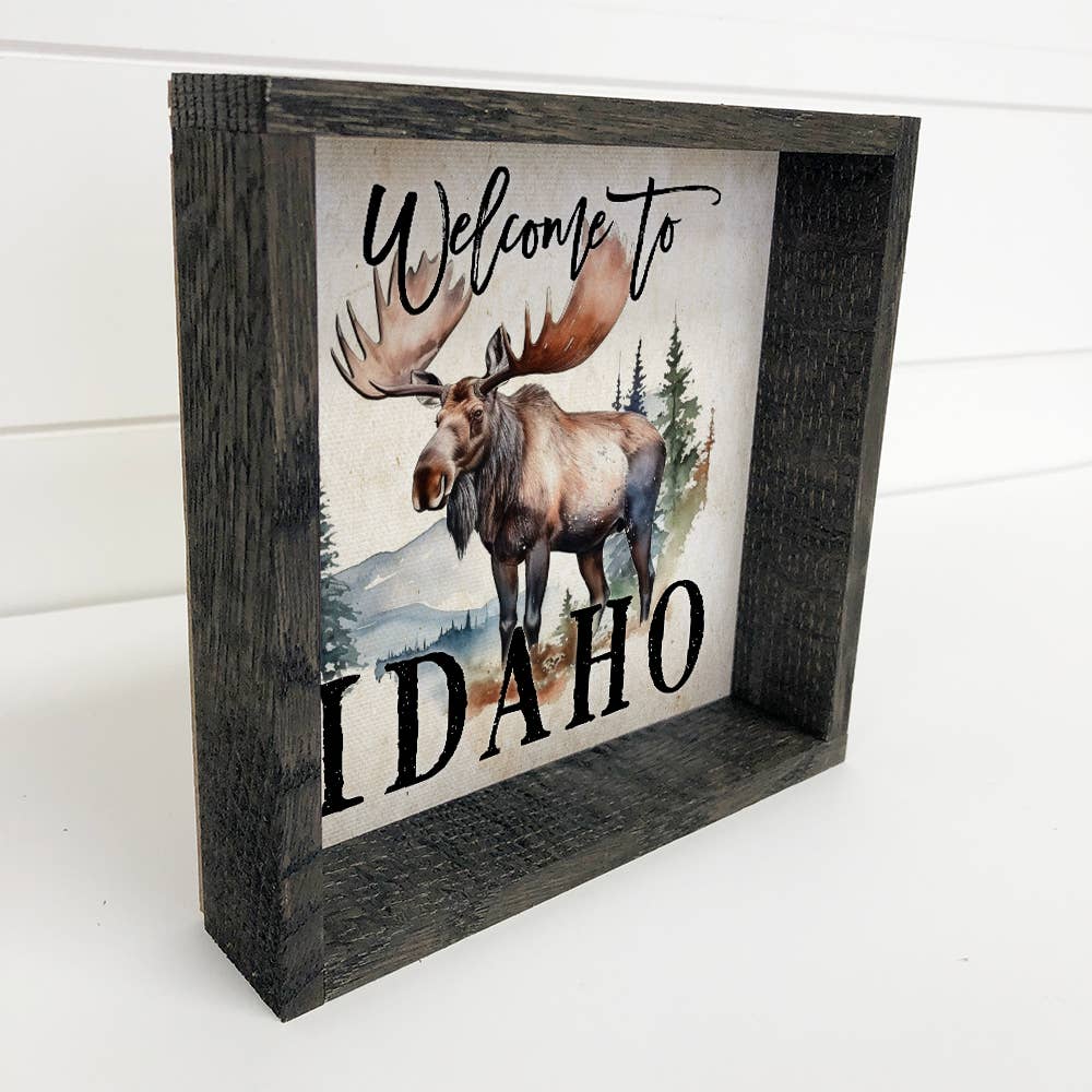 Welcome Moose - Moose Canvas Word Art - Wood Framed Artwork