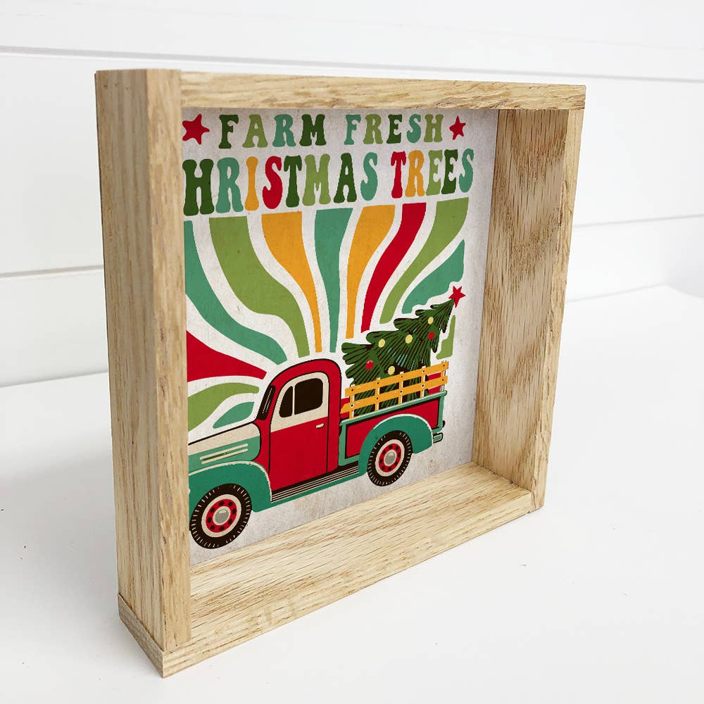 Retro Farm Fresh Christmas Trees - Retro Christmas Wall Art