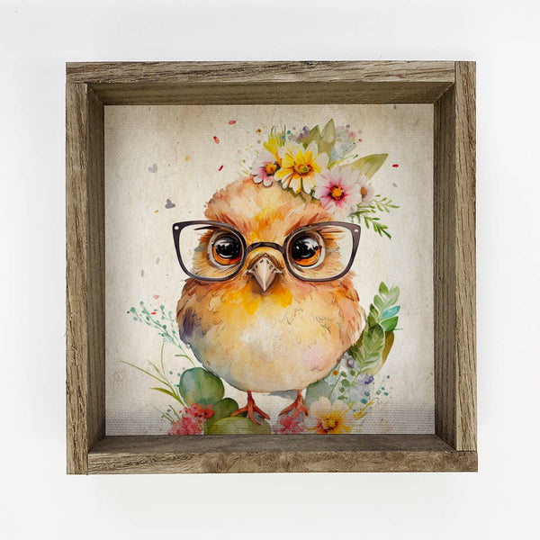 Chick Glasses - Cute Chick Painting - Baby Farm Animal Art