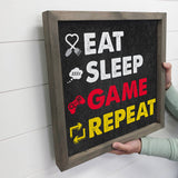 Kids Room Decor- Eat Sleep Game Repeat- Cute Wall Decor Sign