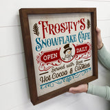 Frosty's Snowflake Cafe Canvas Wall Art Wood Frame Sign