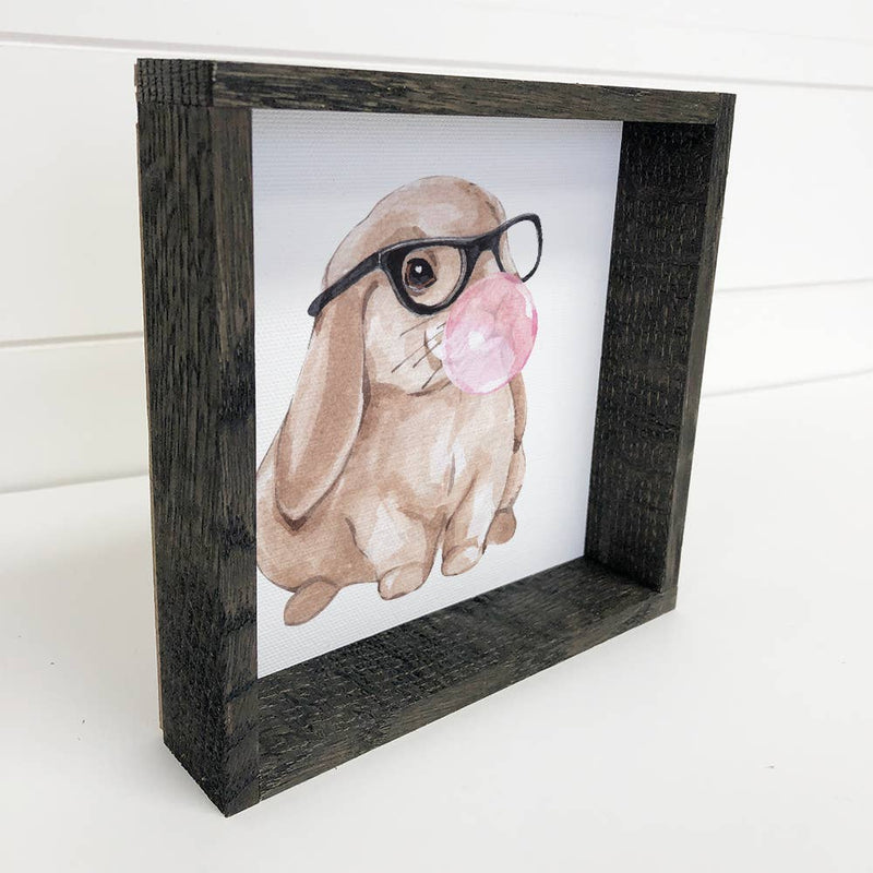 Easter Decor- Bubble Gum Bunny with Black Glasses