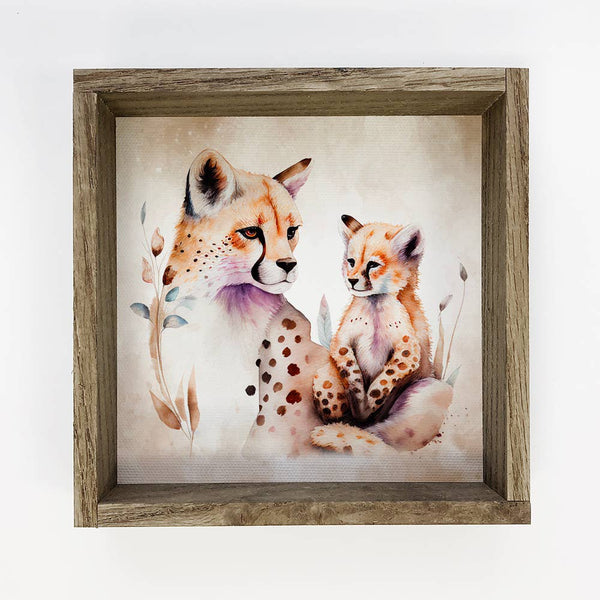 Mama and Baby Bobcat Wood Sign - Mother's Day Decor for Mom