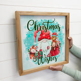 Christmas Wishes Gnome Wall Art Wood Frame Sign