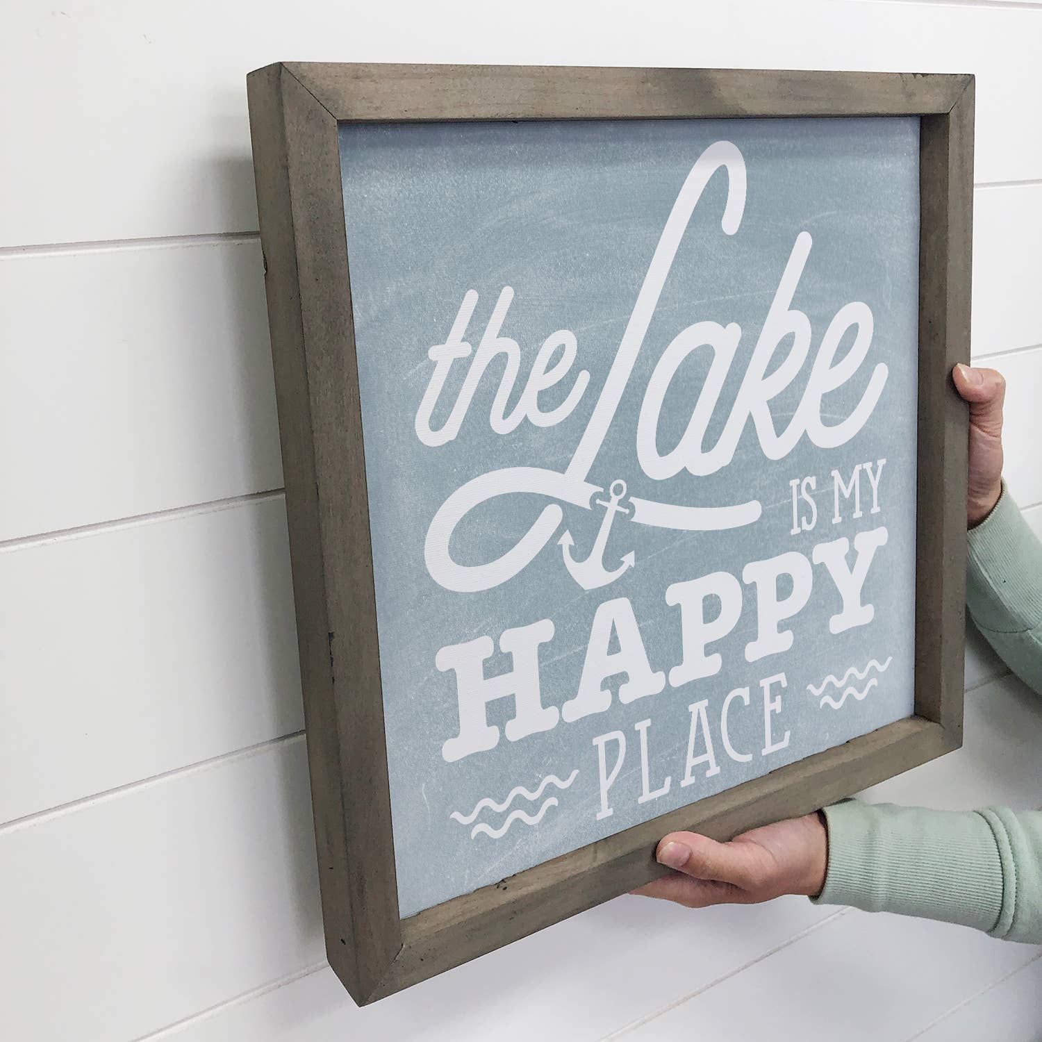 The Lake is My Happy Place - Lake Word Art - Wood Framed Art