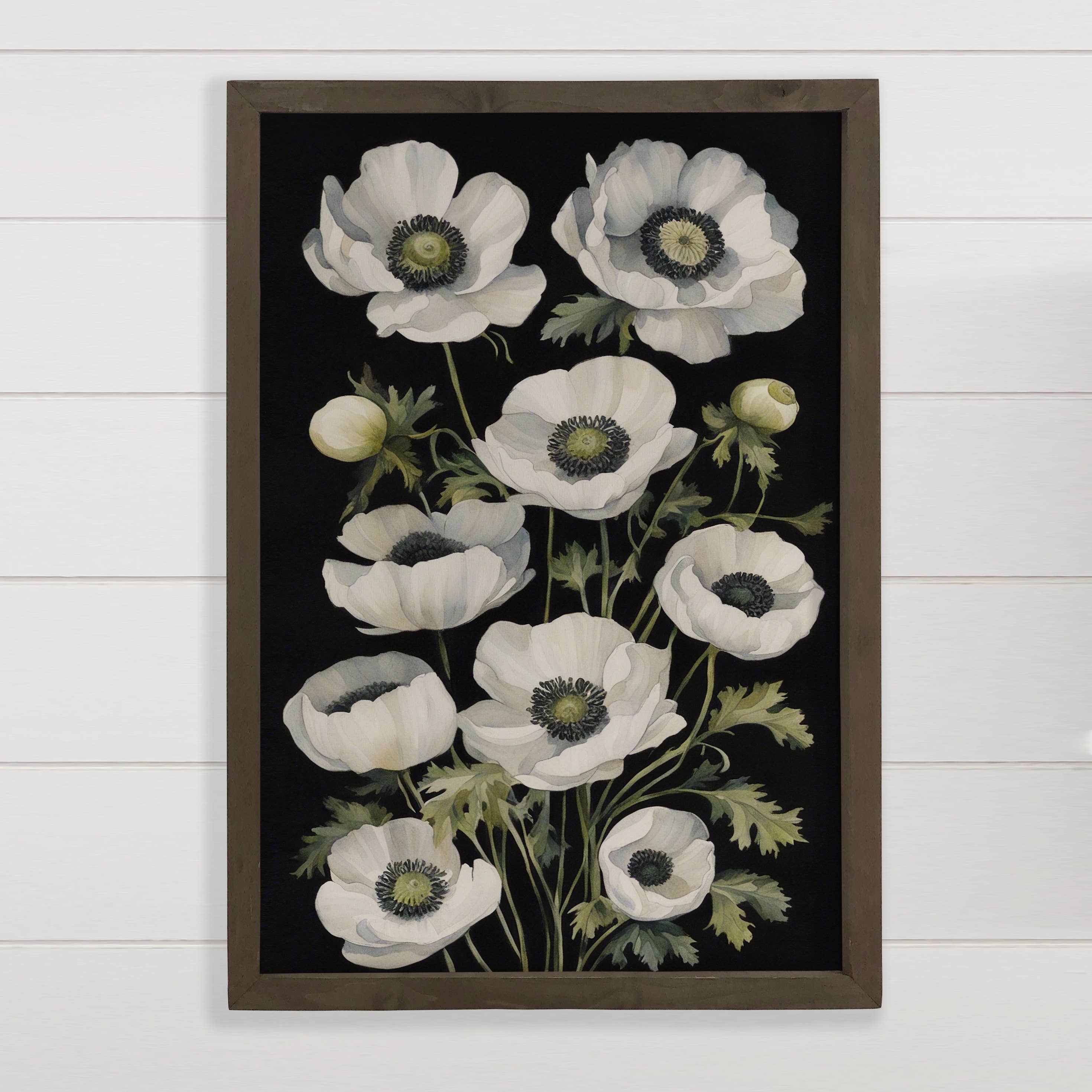 Anemone Flower Black Background - Flower Canvas Art - Framed