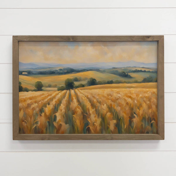 Abstract Corn Field - Nature Canvas Wall Art - Wood Framed