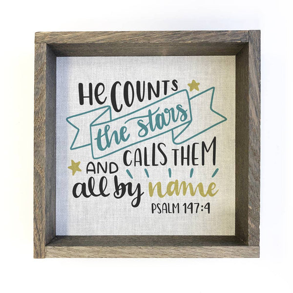 He Counts the Stars and Call Them By Name - Scripture Canvas