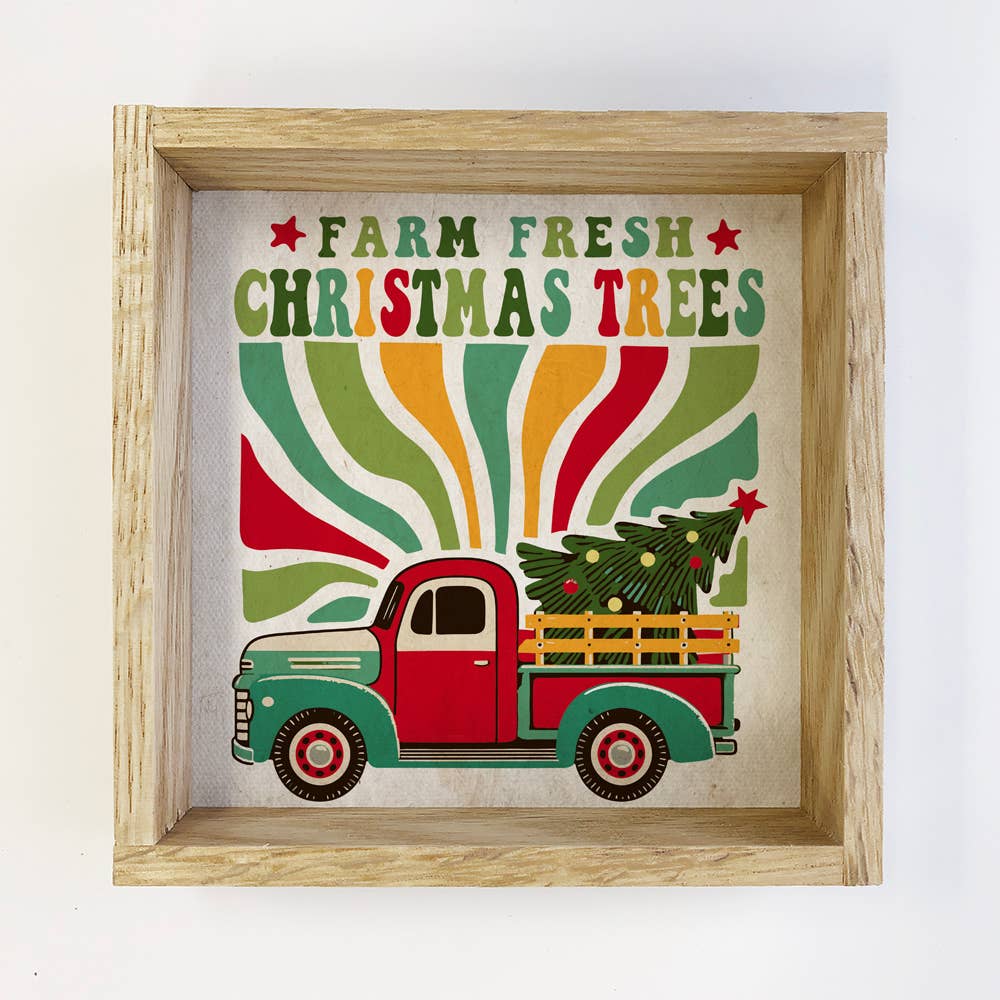 Retro Farm Fresh Christmas Trees - Retro Christmas Wall Art