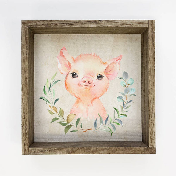 Baby Watercolor Pig Farmhouse Nursery Small Shelf Decor