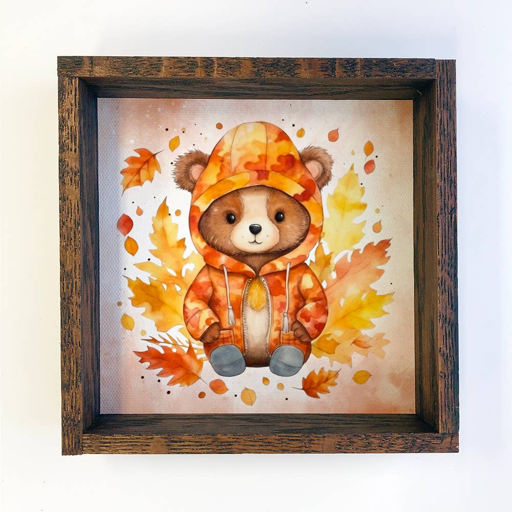 Fall Bear in a Sweater - Cute Autumn Bear - Fall Wall Art