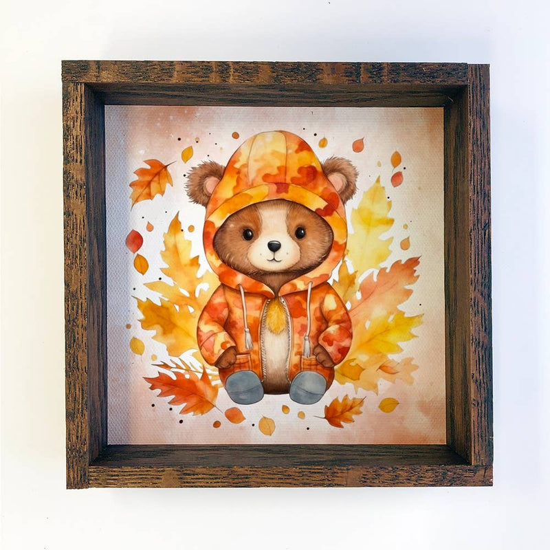Fall Bear in a Sweater - Cute Autumn Bear - Fall Wall Art