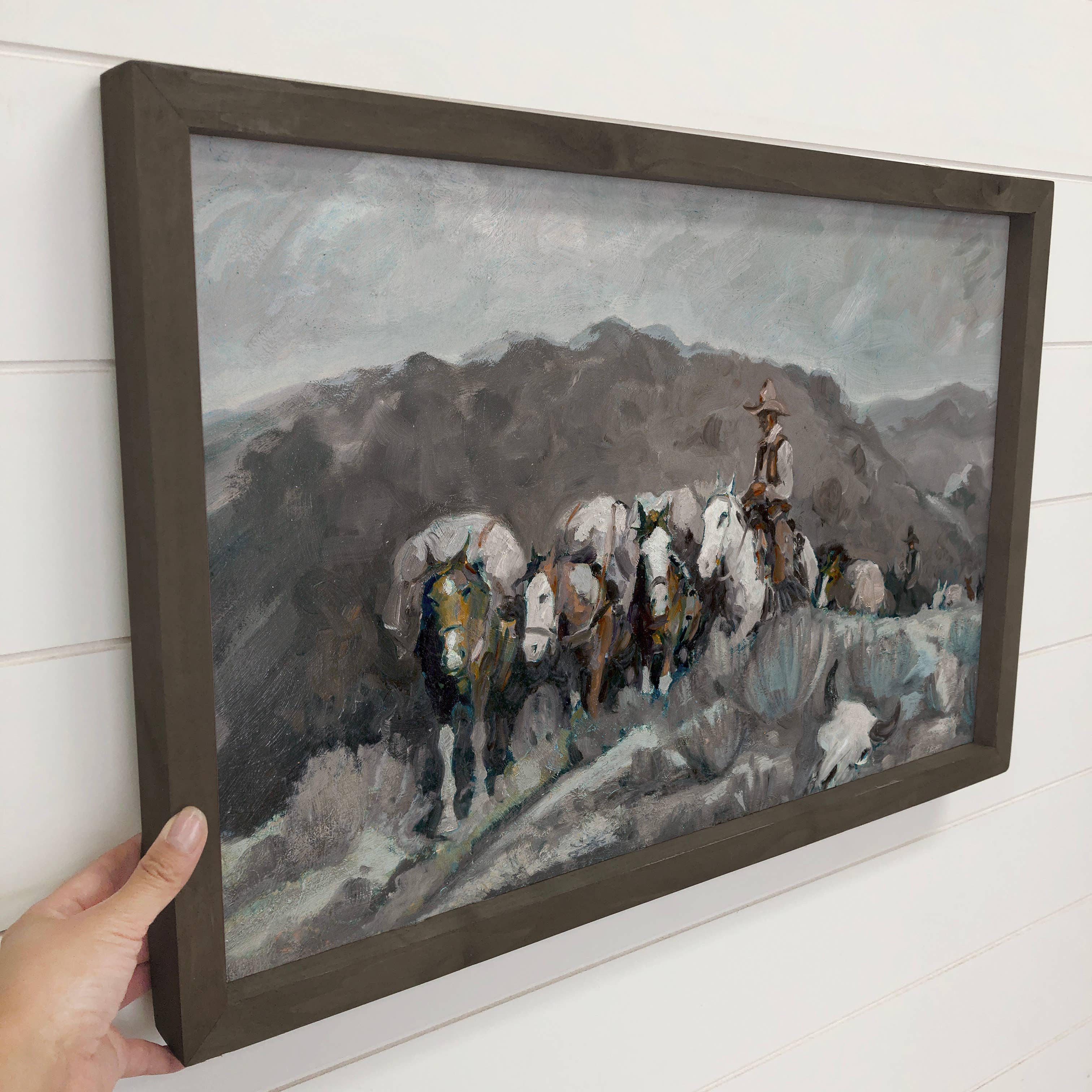 Cowboy Pack Train - Cowboy Canvas Art - Wood Framed Wall Art
