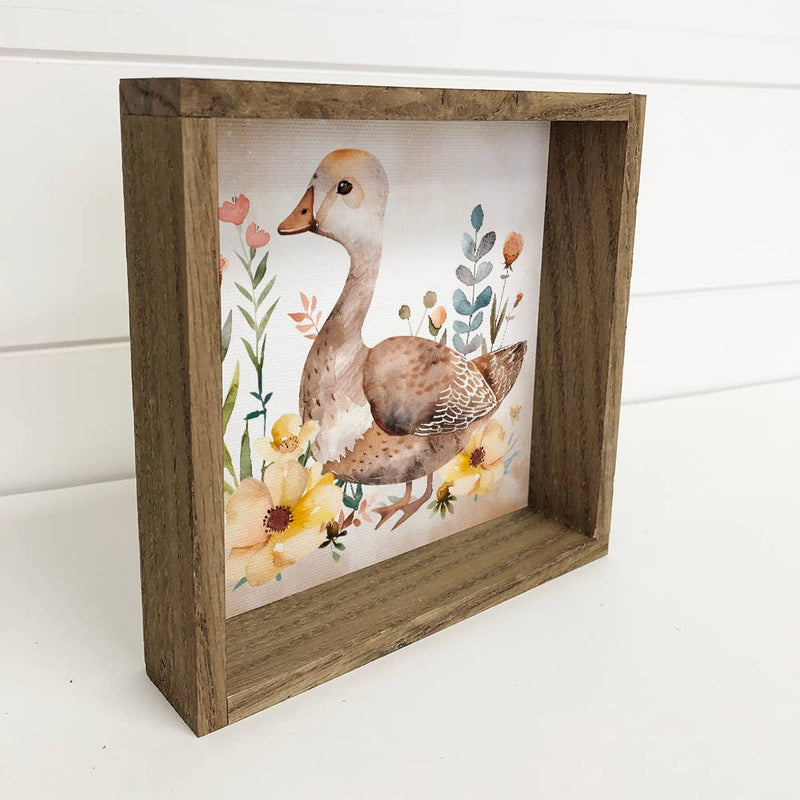 Spring Brown Goose - Spring Animal Canvas Art - Framed Decor