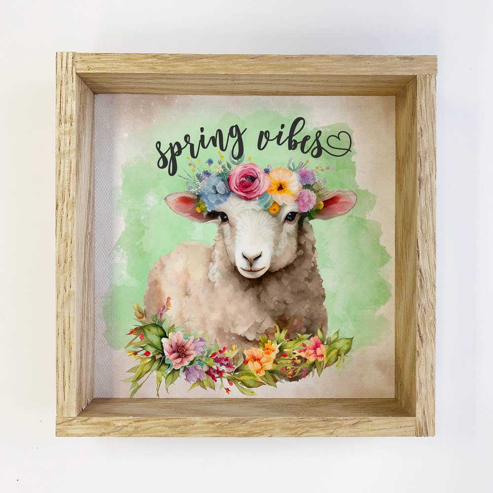 Spring Vibes Sheep - Spring Watercolor - Cute Sheep Painting