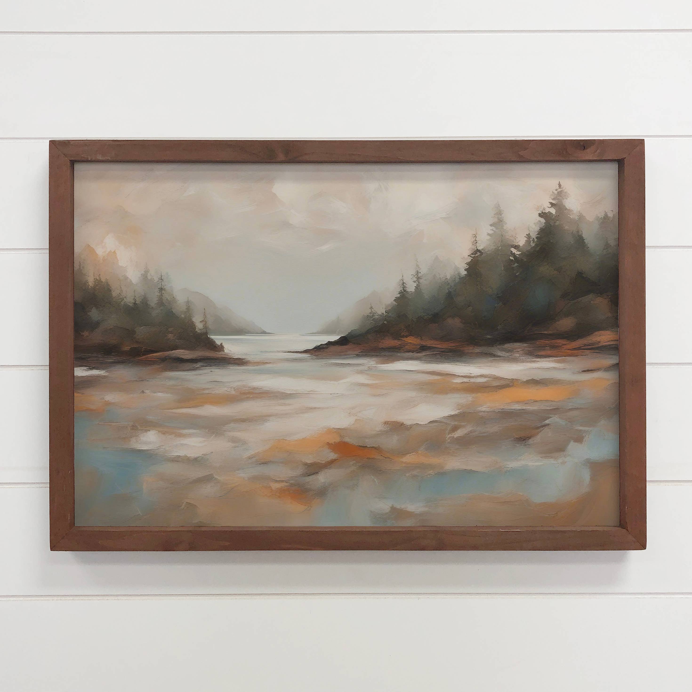 Modern Pacific Coast - Wood Framed Nature Painting - Cabin