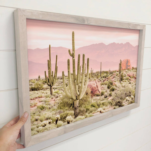 Pink Sky Desert - Framed Nature Photograph - Desert Wall Art