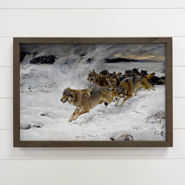 Pack of Wolves Painting - Wolf Canvas Art - Wood Framed Art
