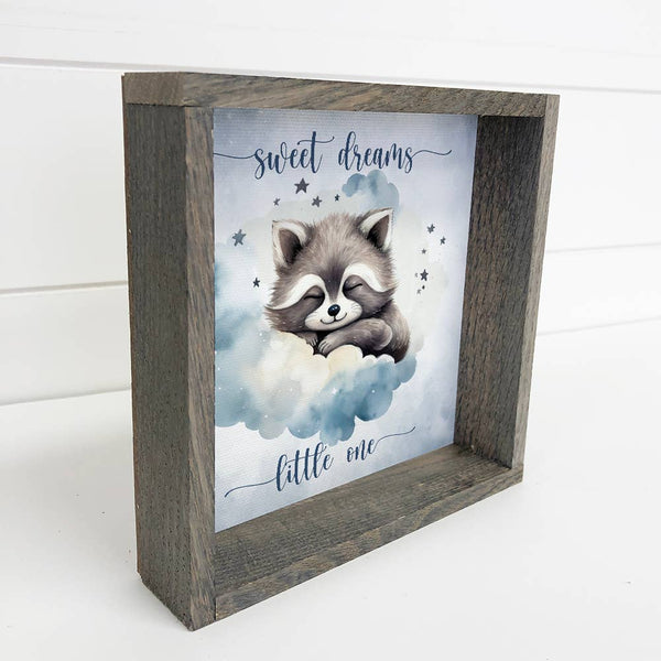 Sweet Dreams Raccoon - Cute Raccoon Canvas Art - Wood Framed