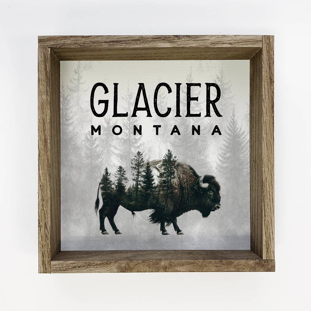 Bison Pine Trees Custom Destination - Custom Canvas Art