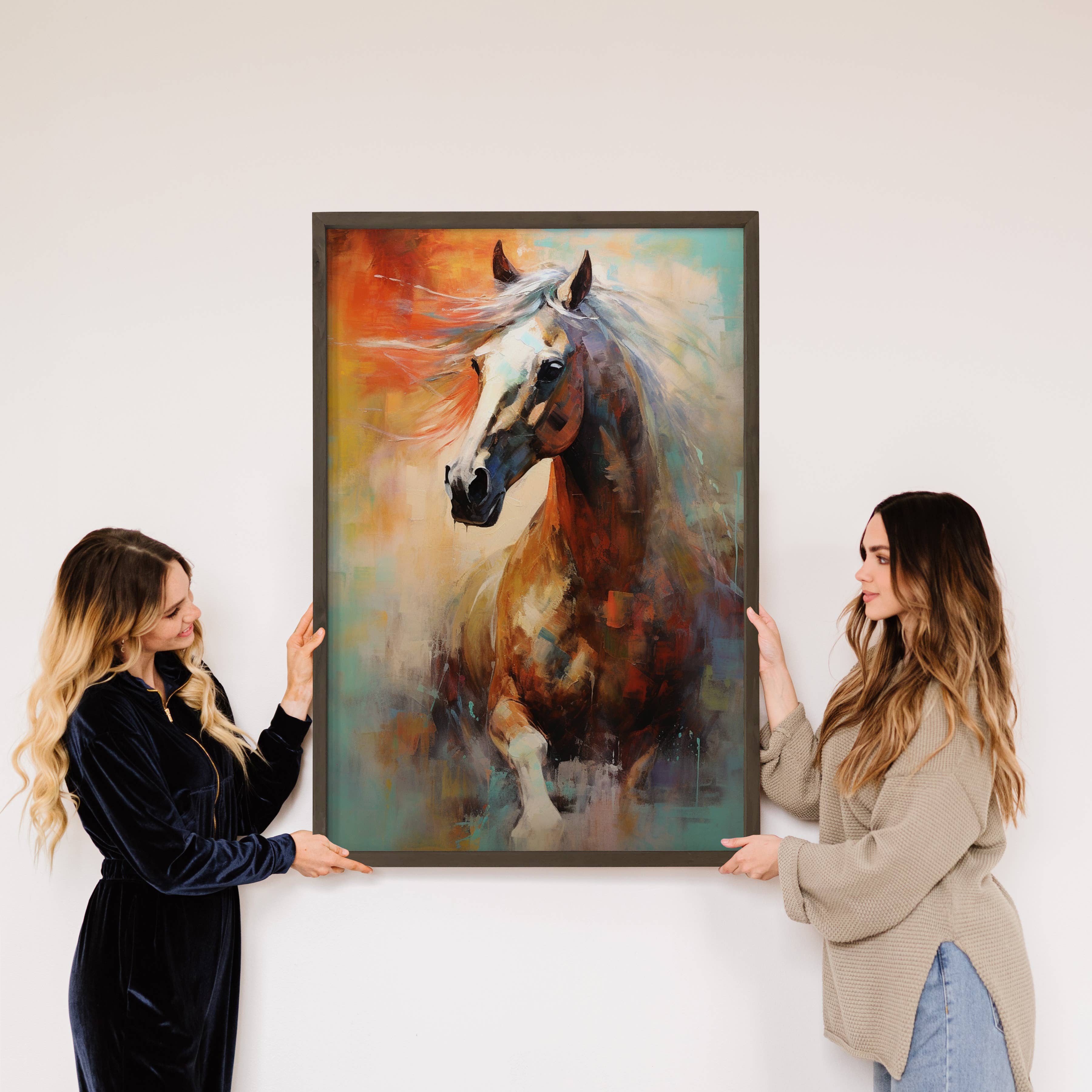 Bold Abstract Horse - Abstract Horse Canvas Art - Wood Frame