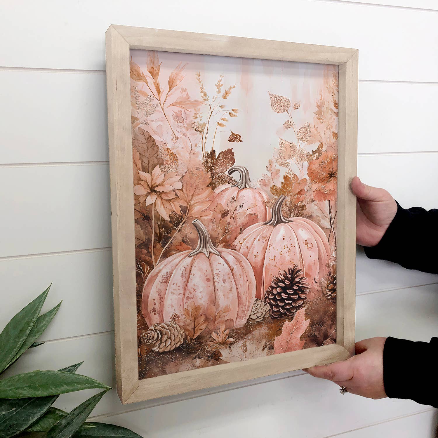 Light Pink Pumpkins - Pumpkin Canvas Art - Wood Framed Art