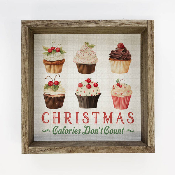 Vintage Christmas Calories Cupcakes - Holiday Canvas Art