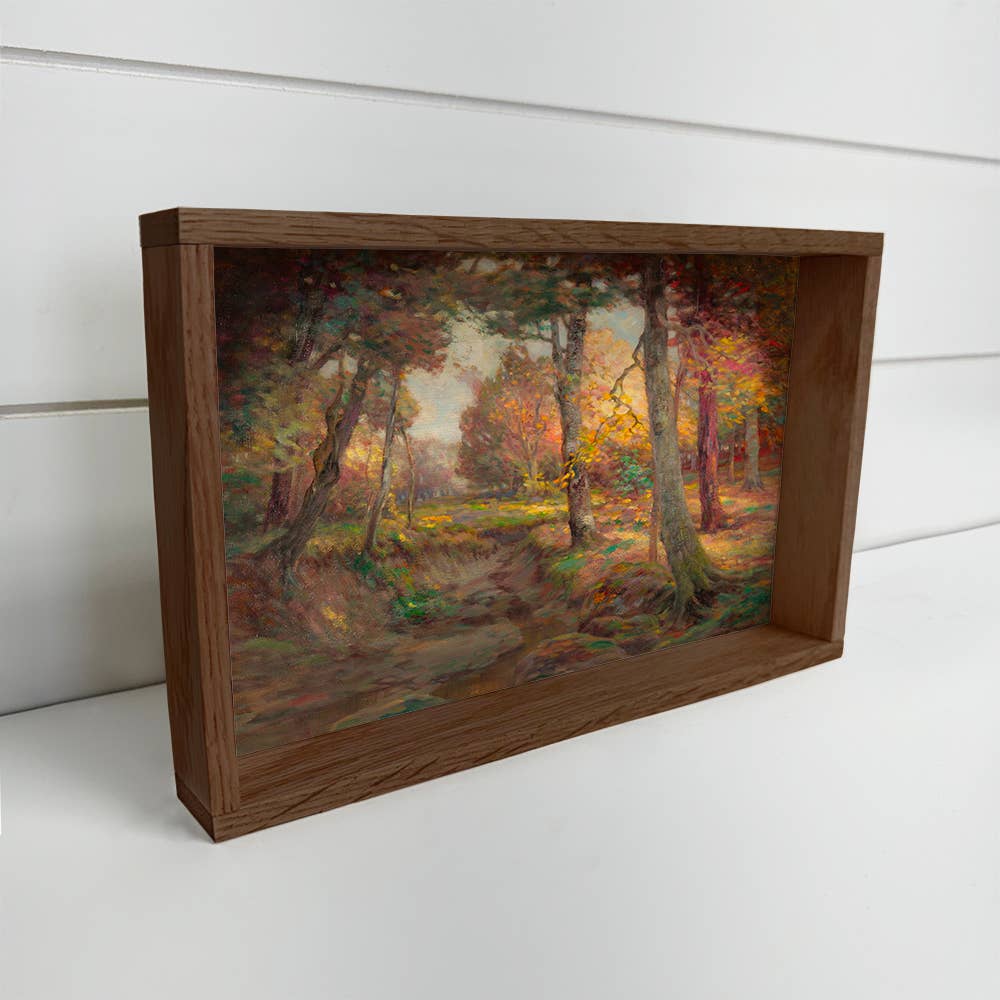 Fall Tree Grove - Fall Landscape Canvas Art - Wood Framed