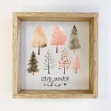 Hygge Cozy Winter Vibes - Rustic Holiday Canvas Art - Framed