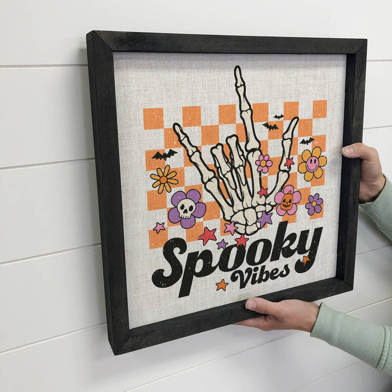 Retro Halloween Spooky Vibes - Cute Halloween Canvas Sign