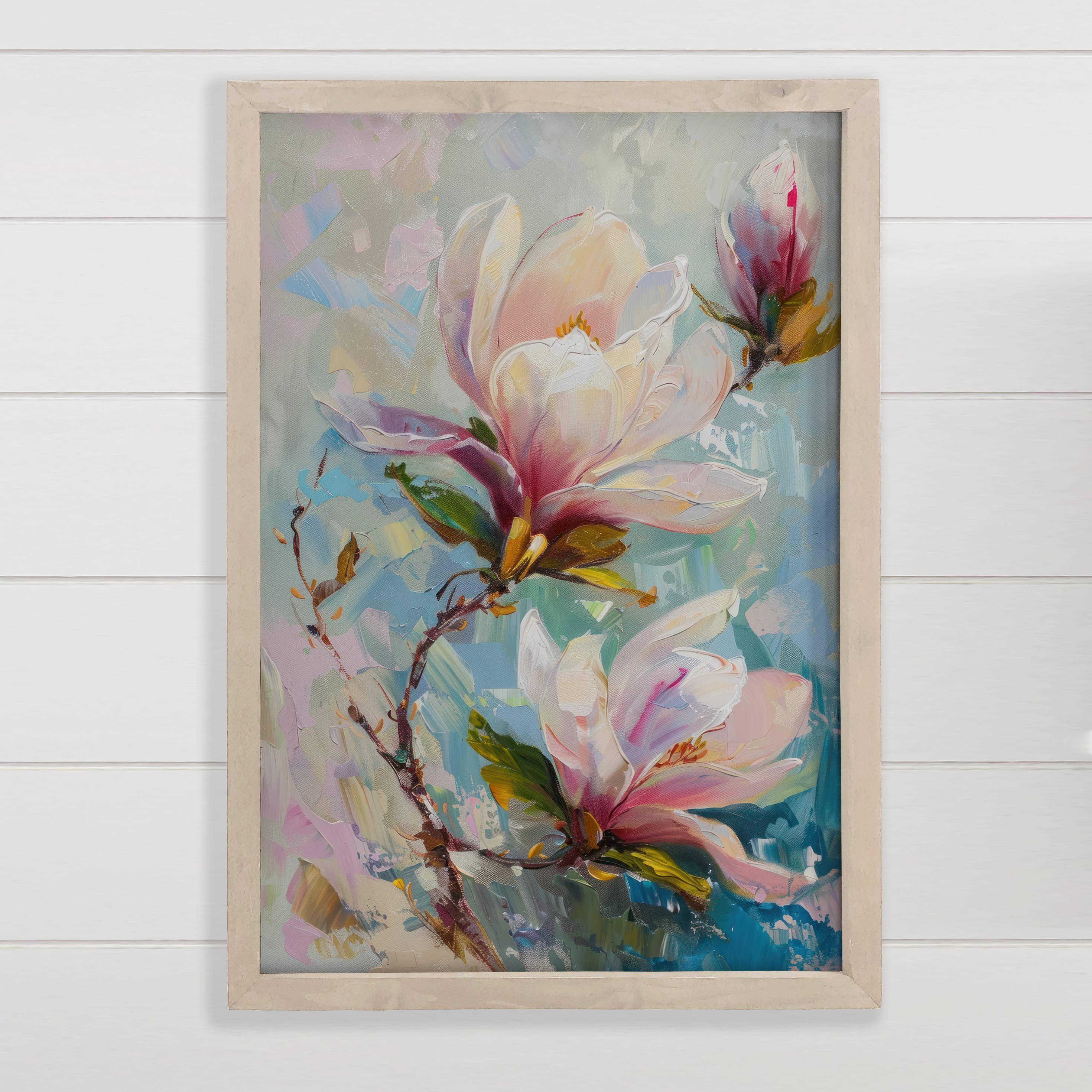 Lively Magnolia - Flower Canvas Art - Wood Framed Wall Art