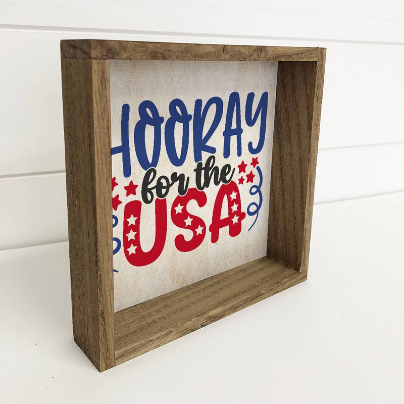 Hooray for the USA - Cute Patriotic Word Sign with Frame