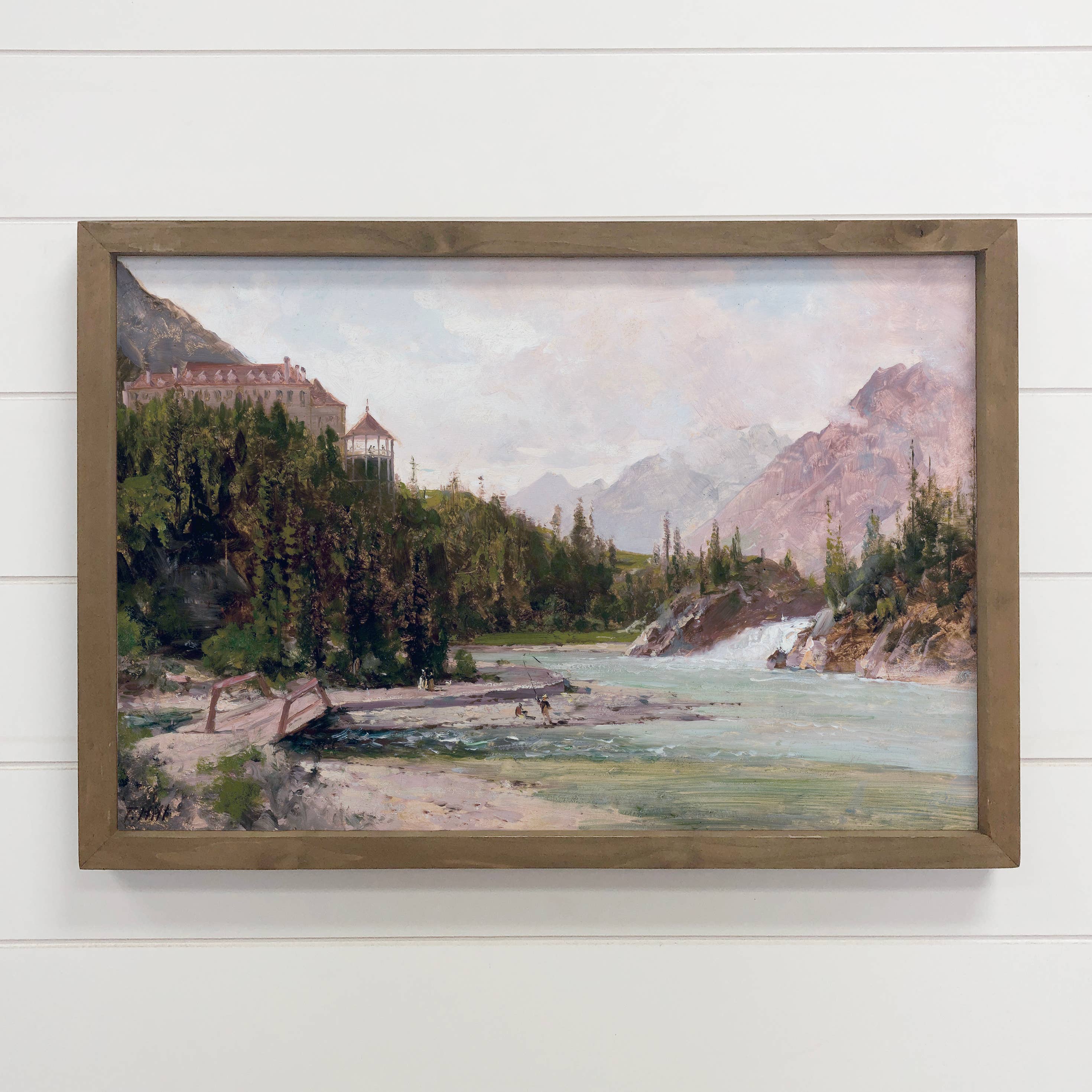 Fishing in the Columbia - River Canvas Art - Wood Framed