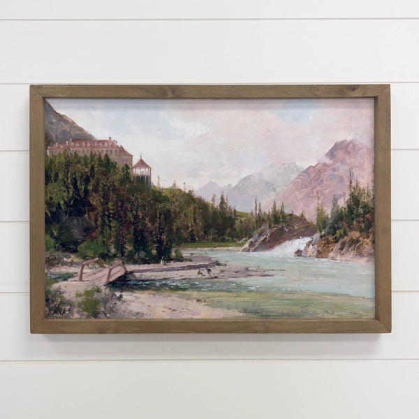 Fishing in the Columbia - River Canvas Art - Wood Framed