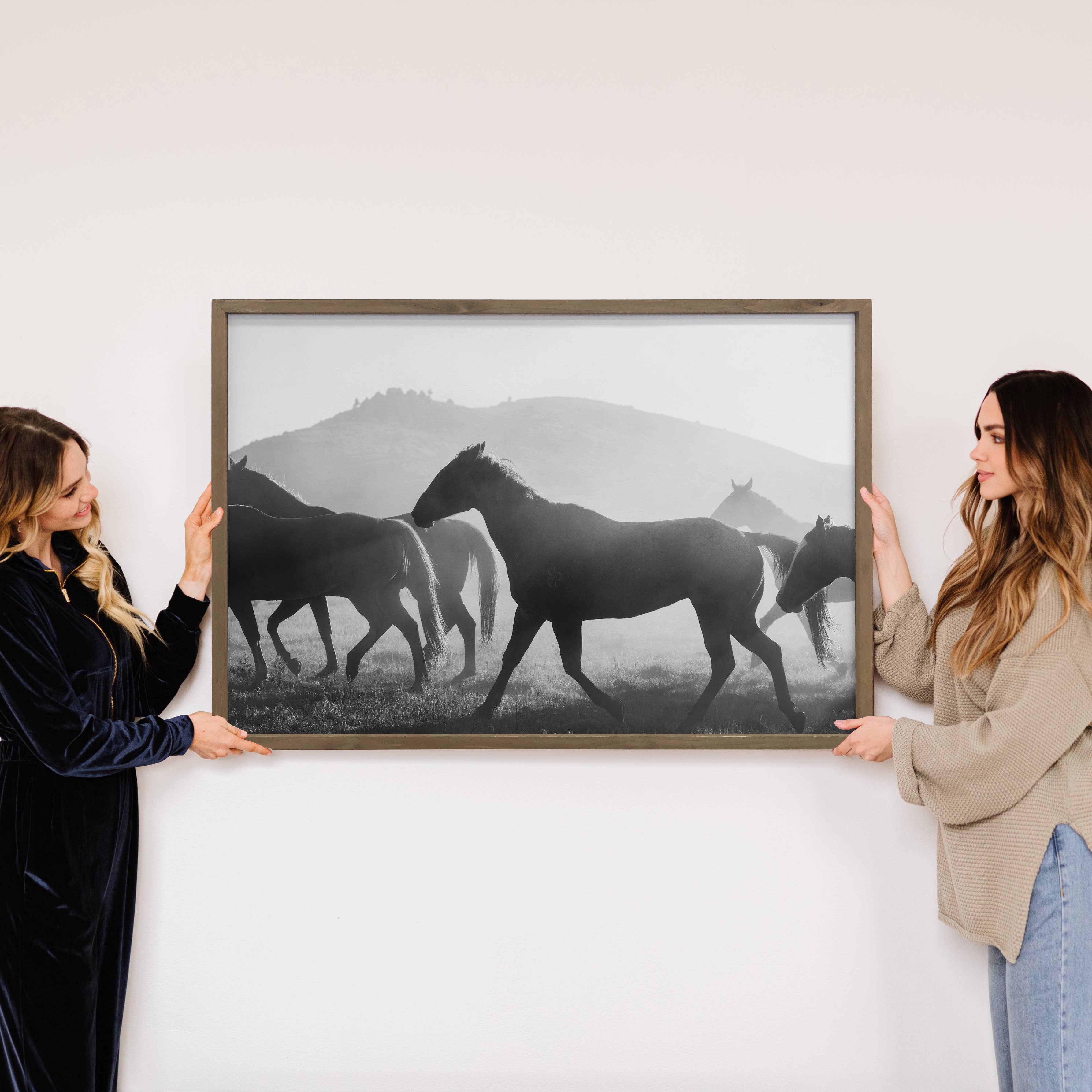 Horse Roundup - Farmhouse Wall Decor - Framed Animal Photo