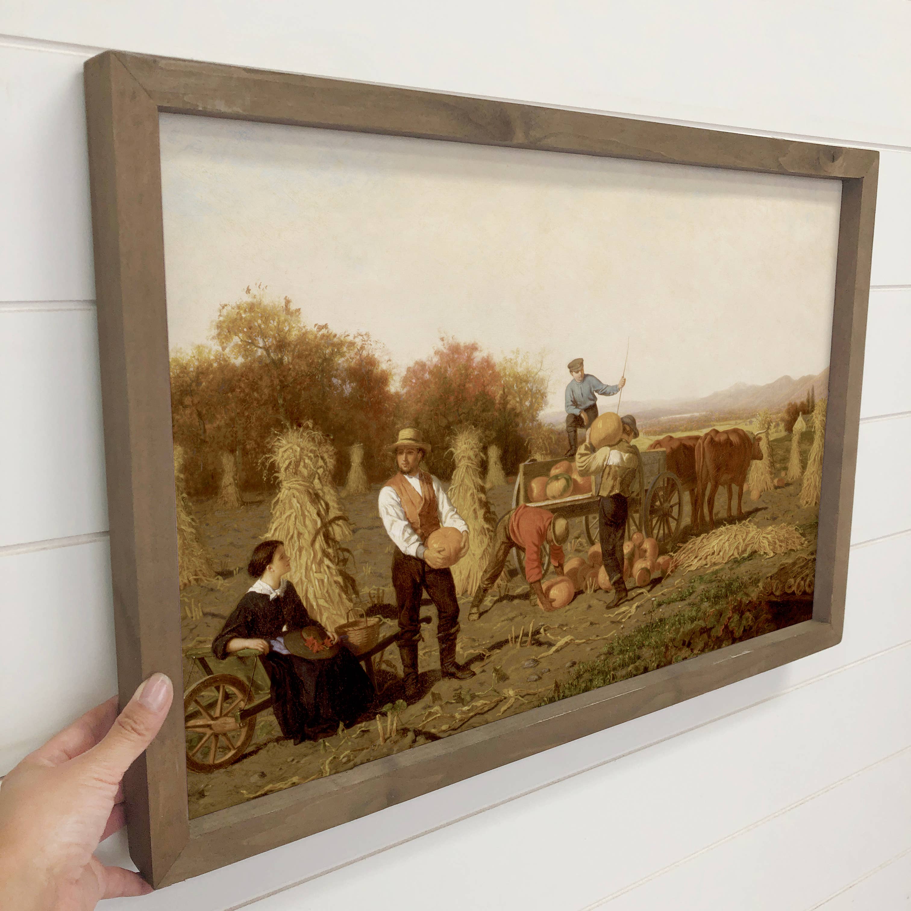 Vintage Pumpkin Harvest - Farmhouse Wall Decor - Wood Framed