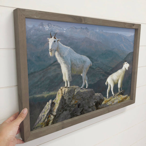 Mountain Goat Painting - Mountain Goat Canvas Art - Framed