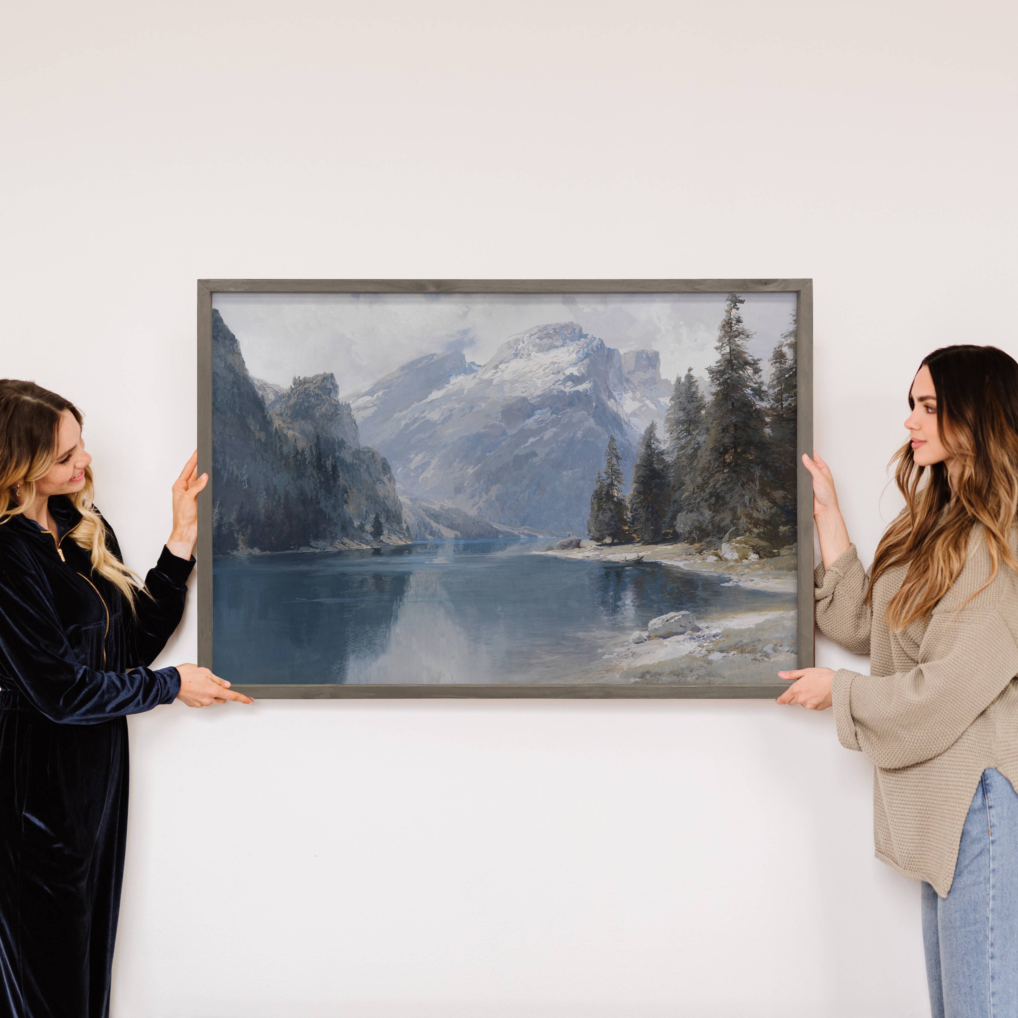 Gray Italian Mountain Lake - Mountain Landscape Canvas Art