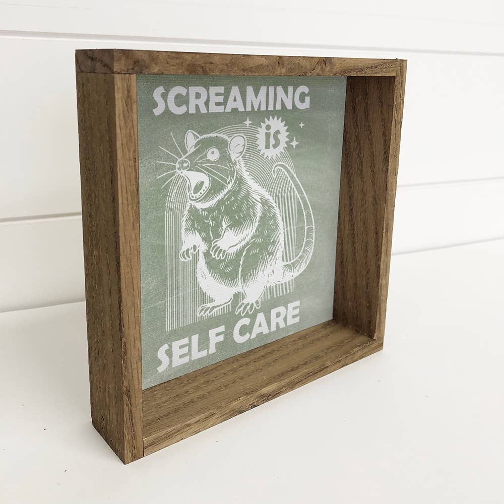 Screaming Is Self Care Opossum - Funny Animal Canvas Art