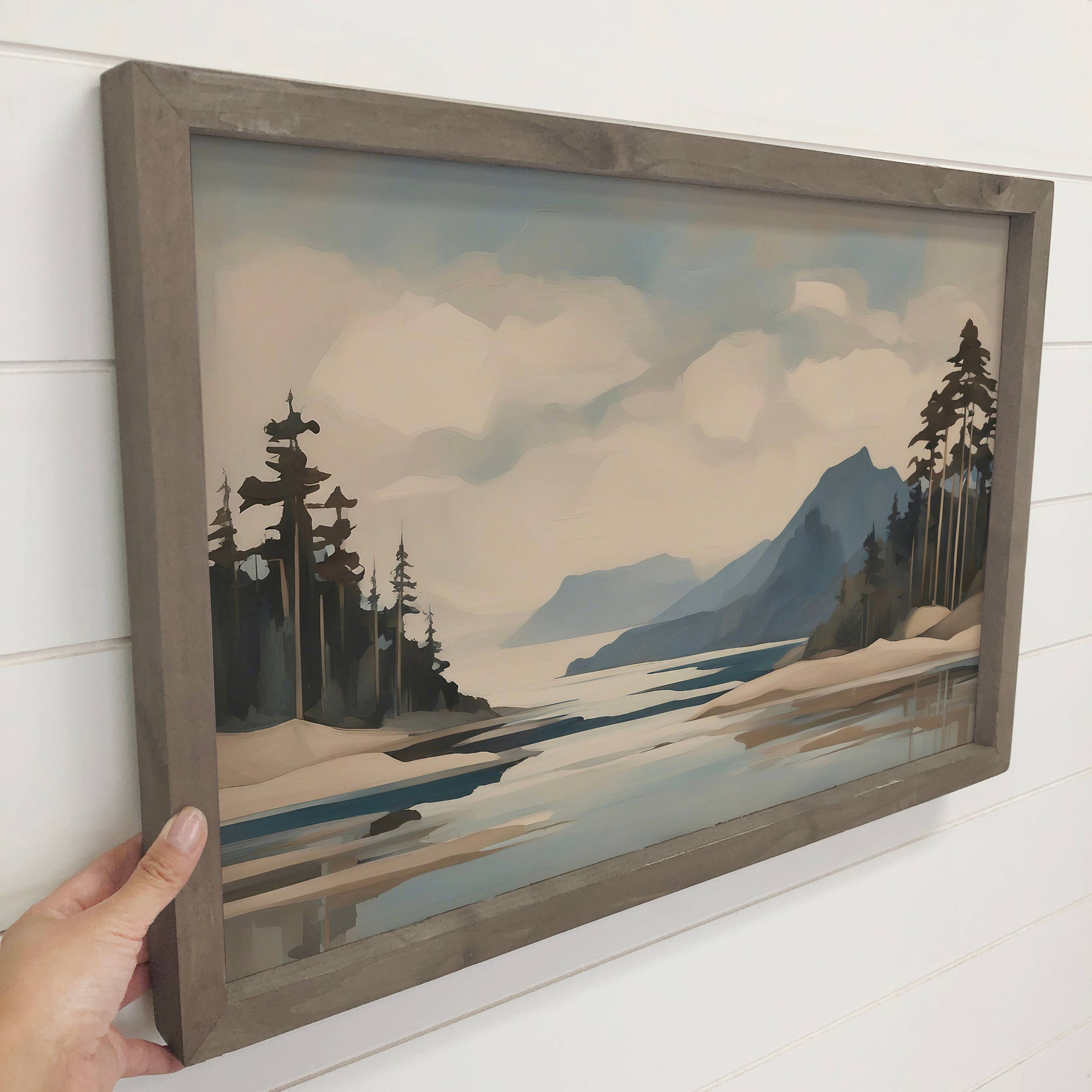 Tofino Midcentury Modern Painting - Framed Nature Canvas Art