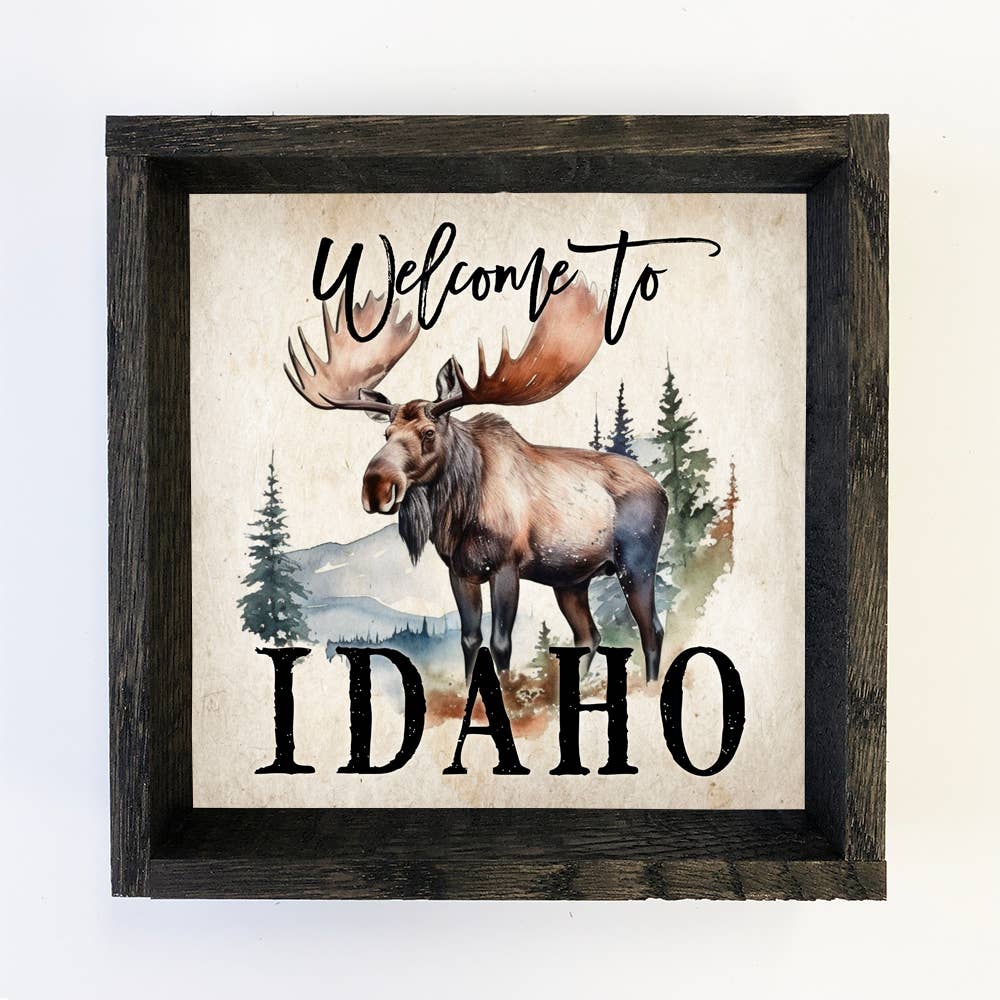 Welcome Moose - Moose Canvas Word Art - Wood Framed Artwork