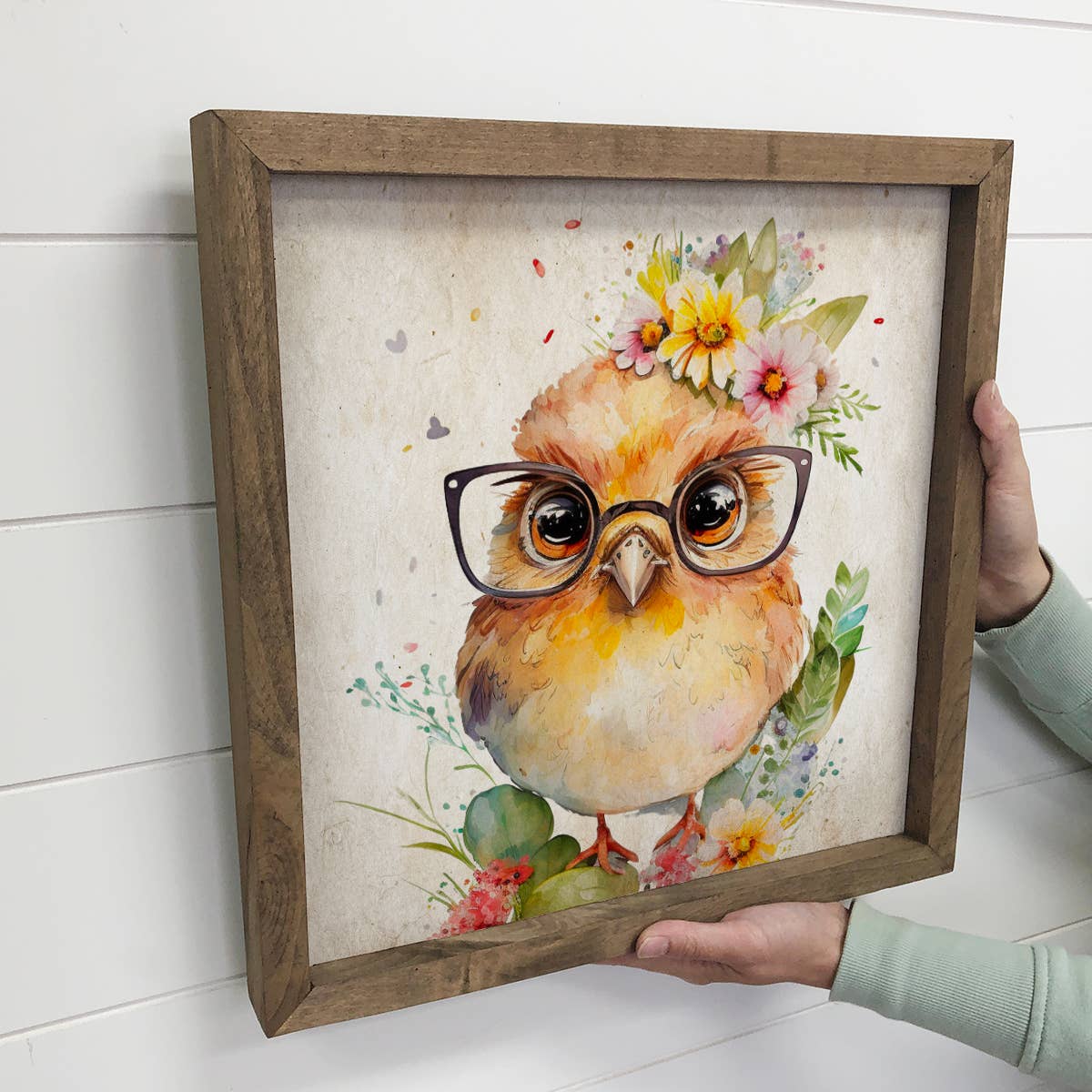 Chick Glasses - Cute Chick Painting - Baby Farm Animal Art