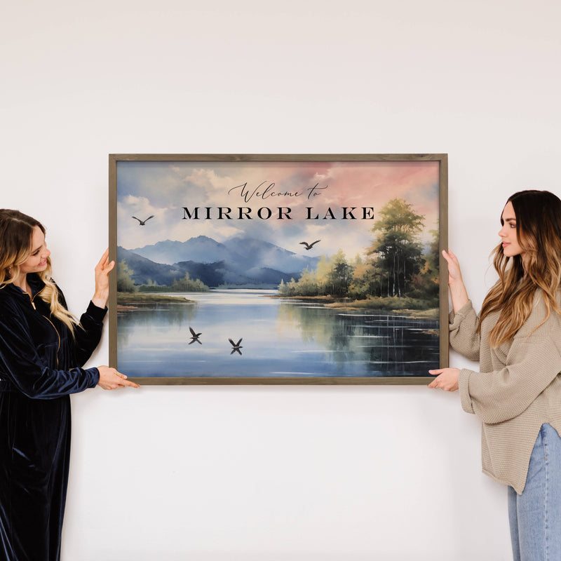 Customize Any Lake Welcome to Mirror Lake - Framed Wall Art