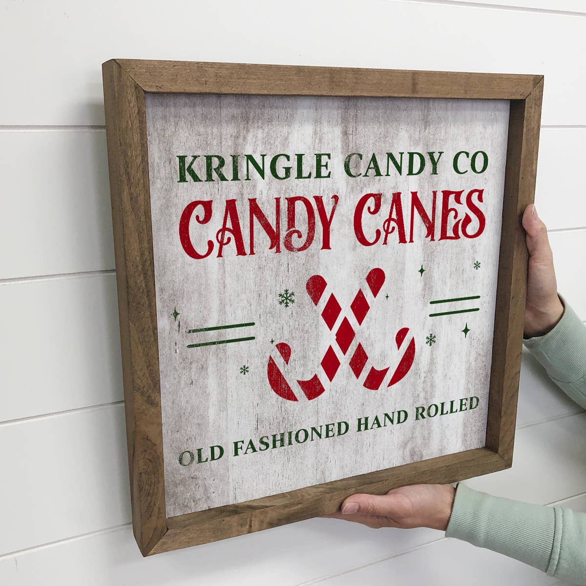 Kringle Candy Co - Christmas Canvas Word Art - Wood Framed