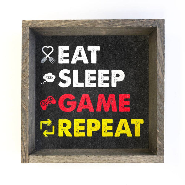 Kids Room Decor- Eat Sleep Game Repeat- Cute Wall Decor Sign