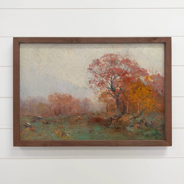 Fall November Morning - Fall Landscape Canvas Art - Framed