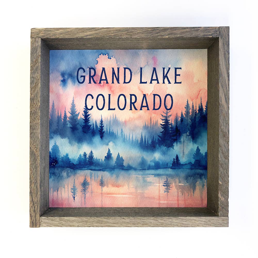 Custom Blue Pink Trees Grand Lake - Custom Canvas Art